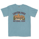 a blue t - shirt with the words canyonlands national park on it