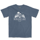 a blue t - shirt with the words morning lake on it
