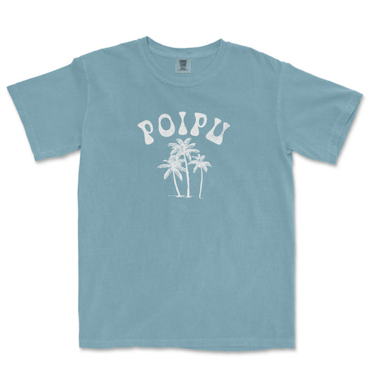 a blue t - shirt with the word poipu on it
