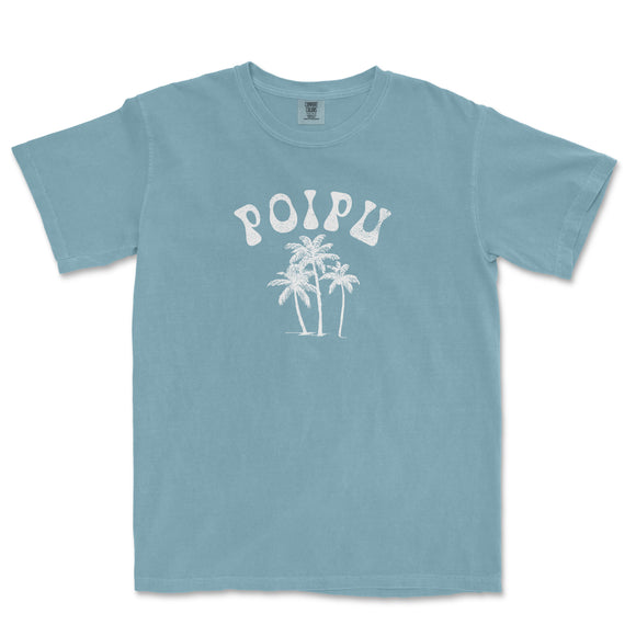 a blue t - shirt with the word poipu on it