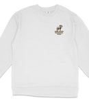 A white long-sleeved shirt with a small logo on the left side.