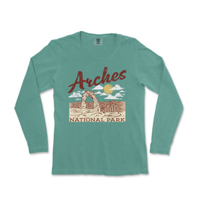 a women's long sleeve shirt with the words arches national park on it