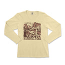 a women's long sleeve shirt with a picture of a mountain