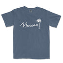 a blue t - shirt with the word massau written in white