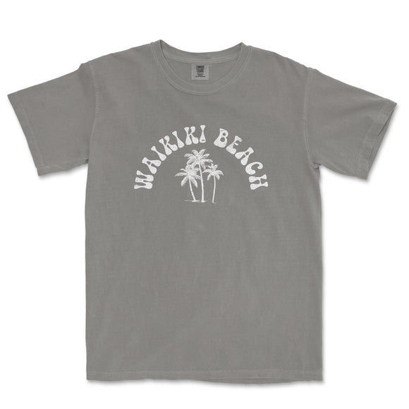 a gray t - shirt with the words waiki beach on it