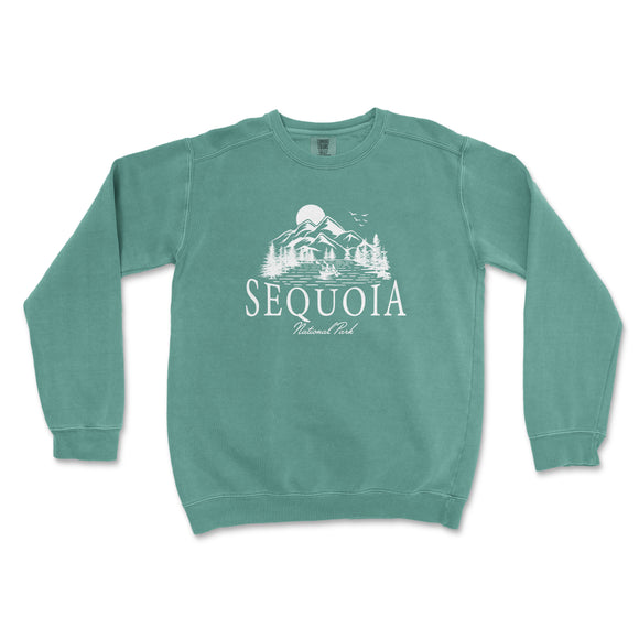 a green sweatshirt with the word sequia printed on it