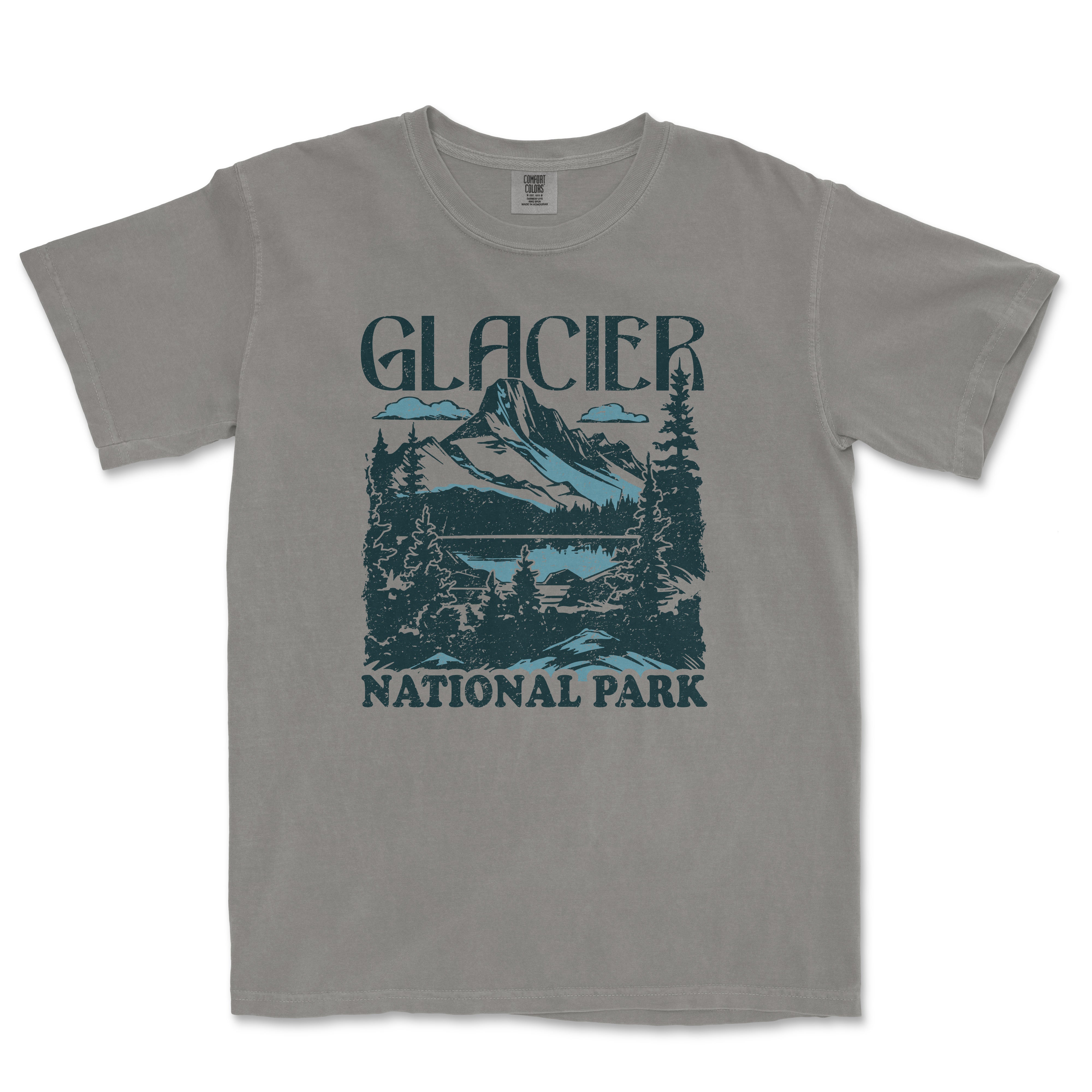 a gray t - shirt with the words glacier national park on it