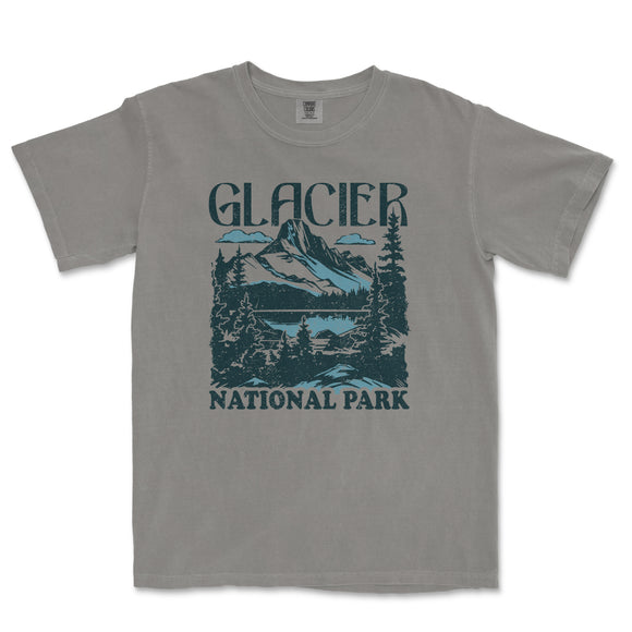 a gray t - shirt with the words glacier national park on it
