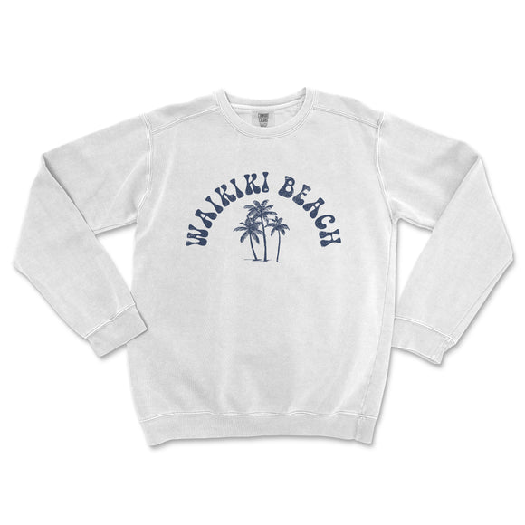 a white sweatshirt with a palm tree on it