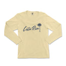 a women's long sleeve shirt with a palm tree on the front
