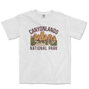a white t - shirt that says canyonlands national park
