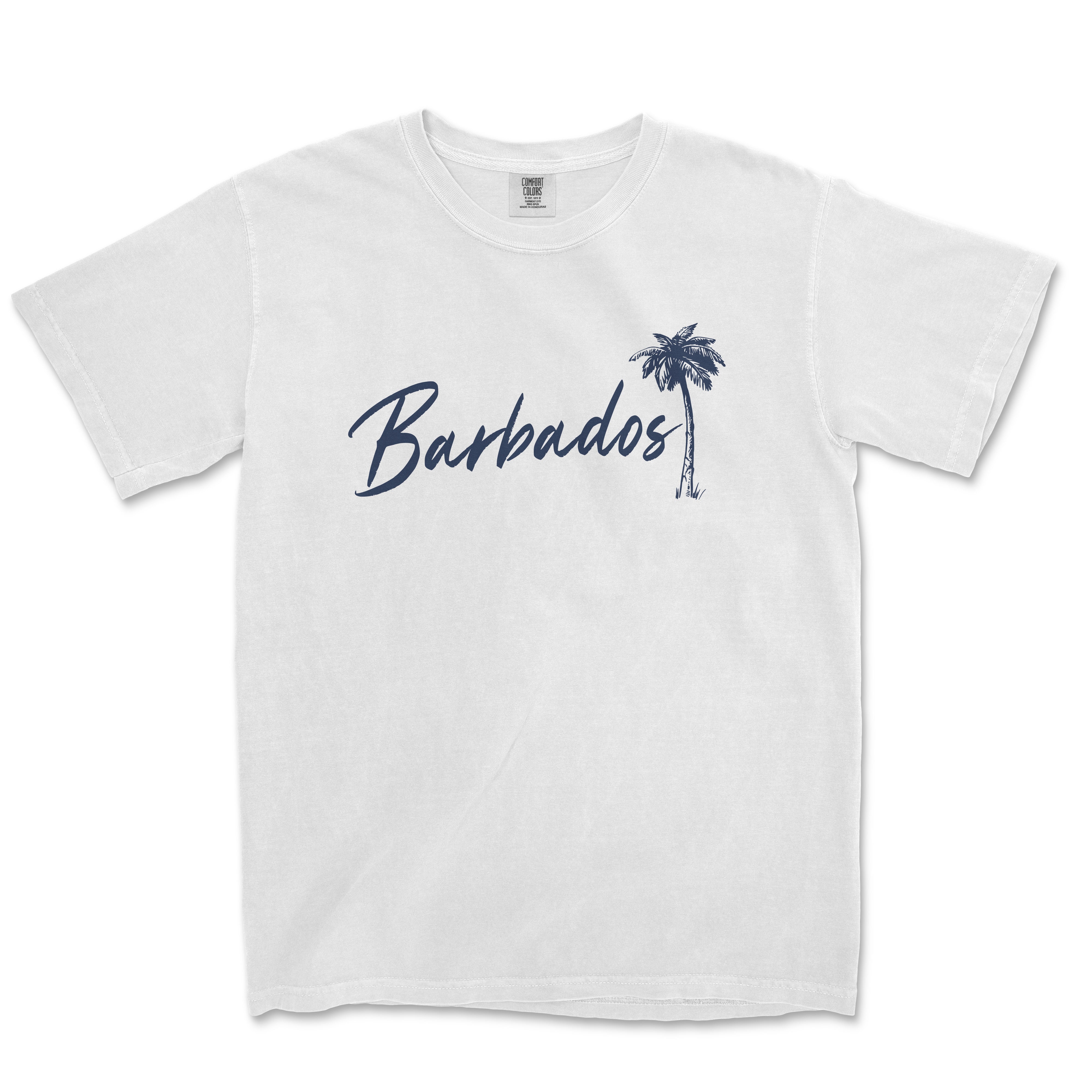 a white t - shirt with a palm tree on it