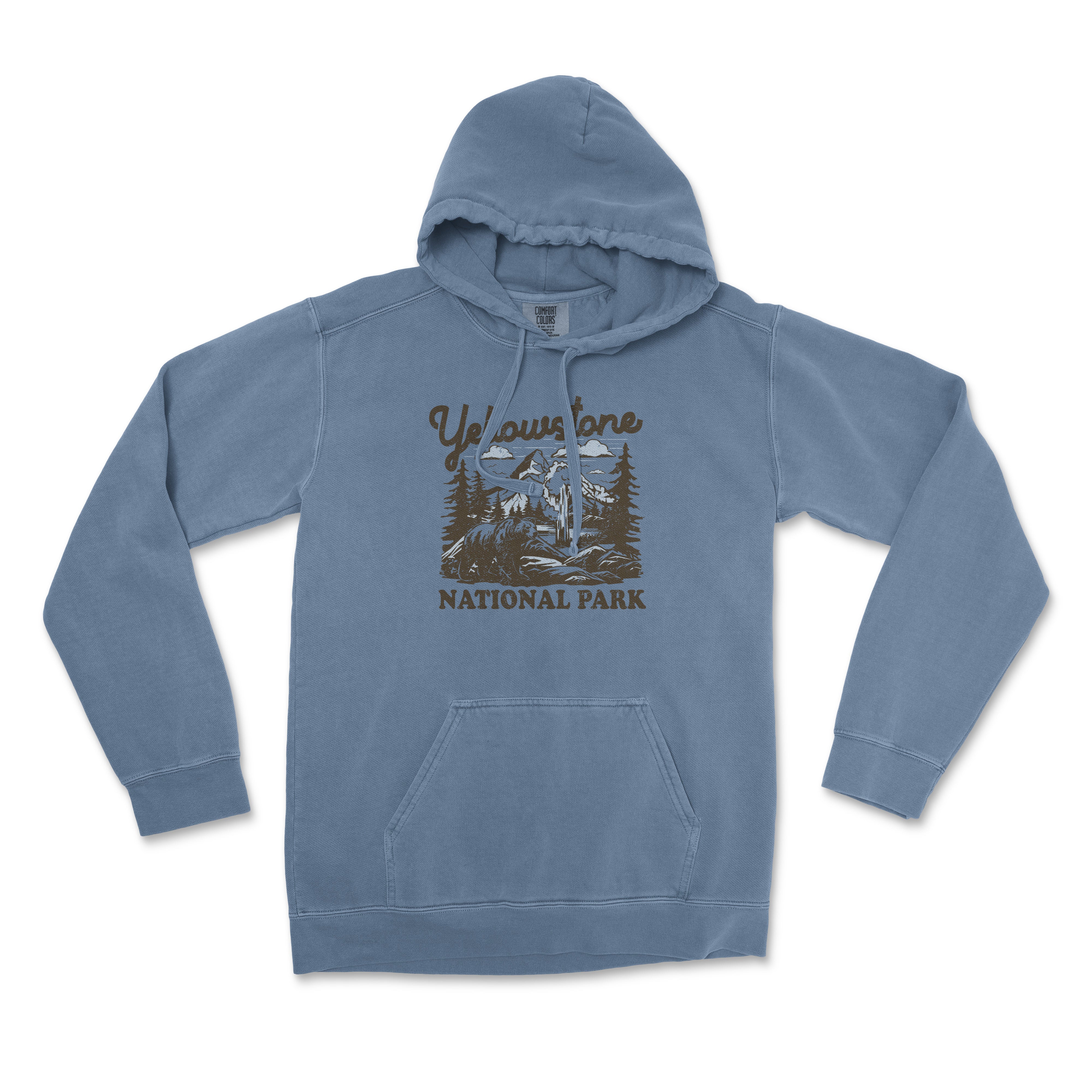 a blue hoodie with the words yellowstone park on it