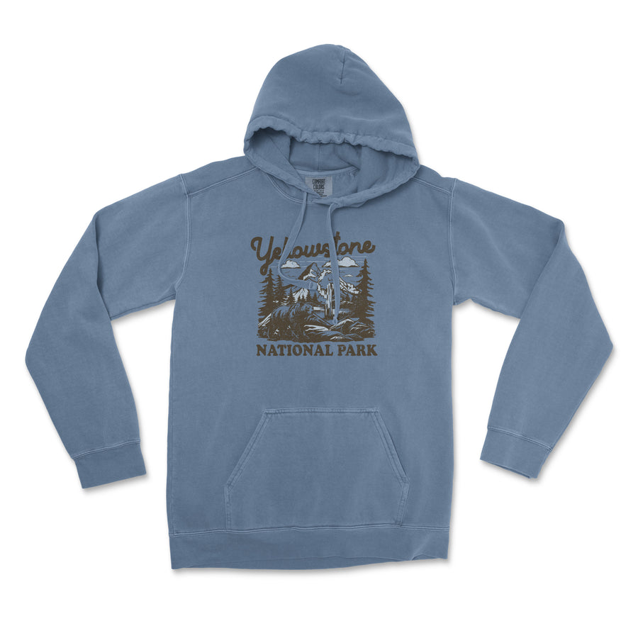 Yellowstone National Park Comfort Colors Hooded Sweatshirt Distressed Design