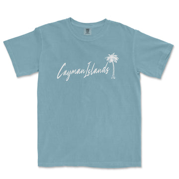 a light blue t - shirt with the words cayena islands in white