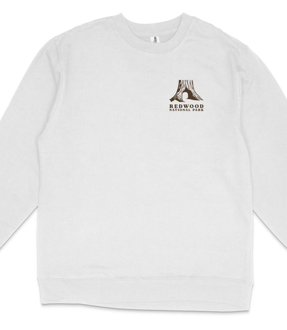 A white long-sleeved shirt with a logo on the left side.