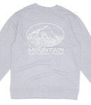 A gray sweatshirt with a graphic design featuring a mountain and the text "Rocky Mountain National Park" printed on it.