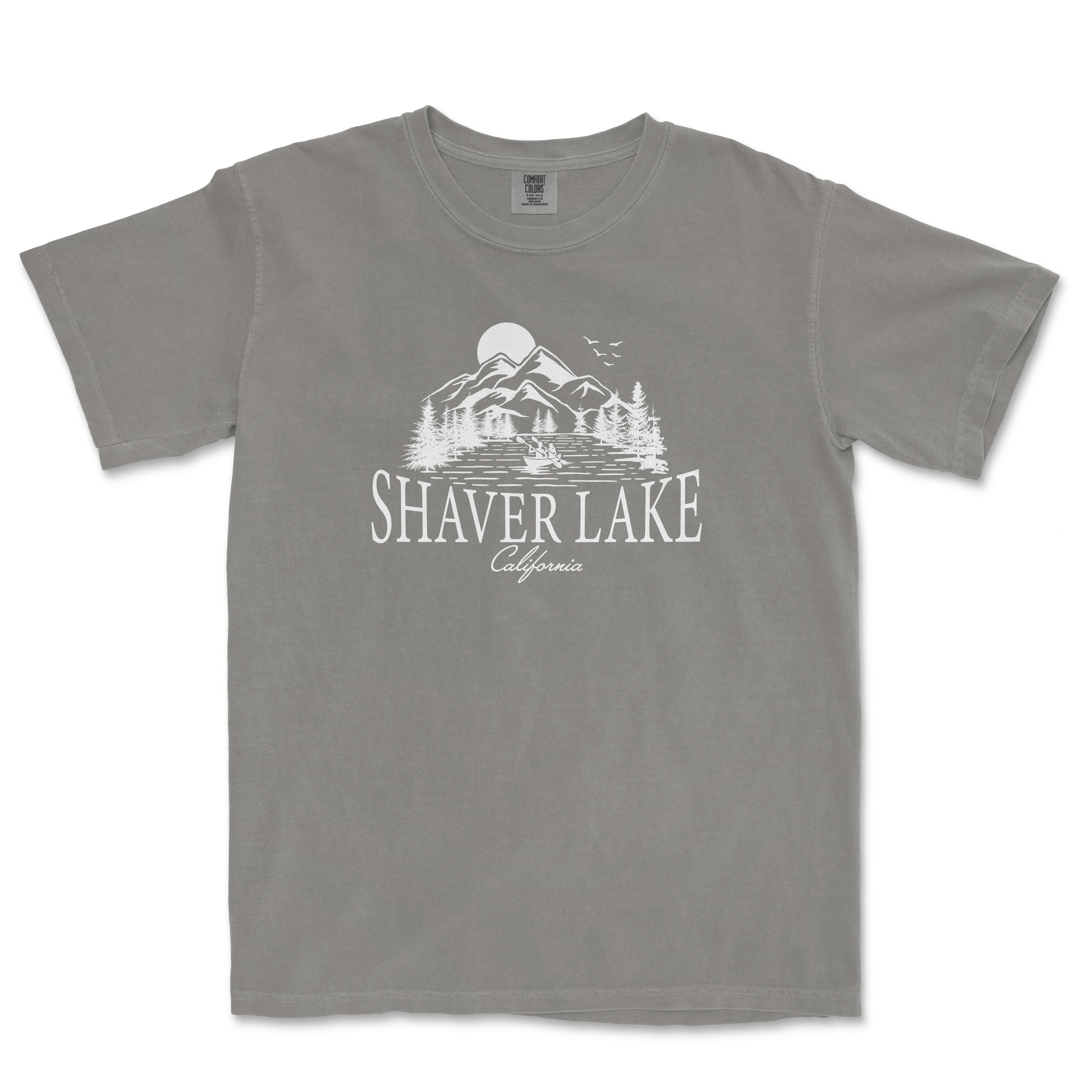 a gray shirt that says shaver lake