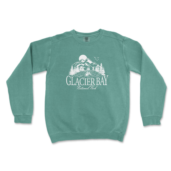 a green sweatshirt with the words glacier bay on it