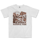 a white t - shirt with a picture of the national park