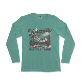 a women's long sleeve shirt with the slogan yosemite national park