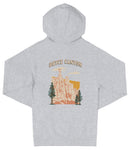 A gray hooded sweatshirt with a graphic design depicting the Bryce Canyon National Park in the United States.