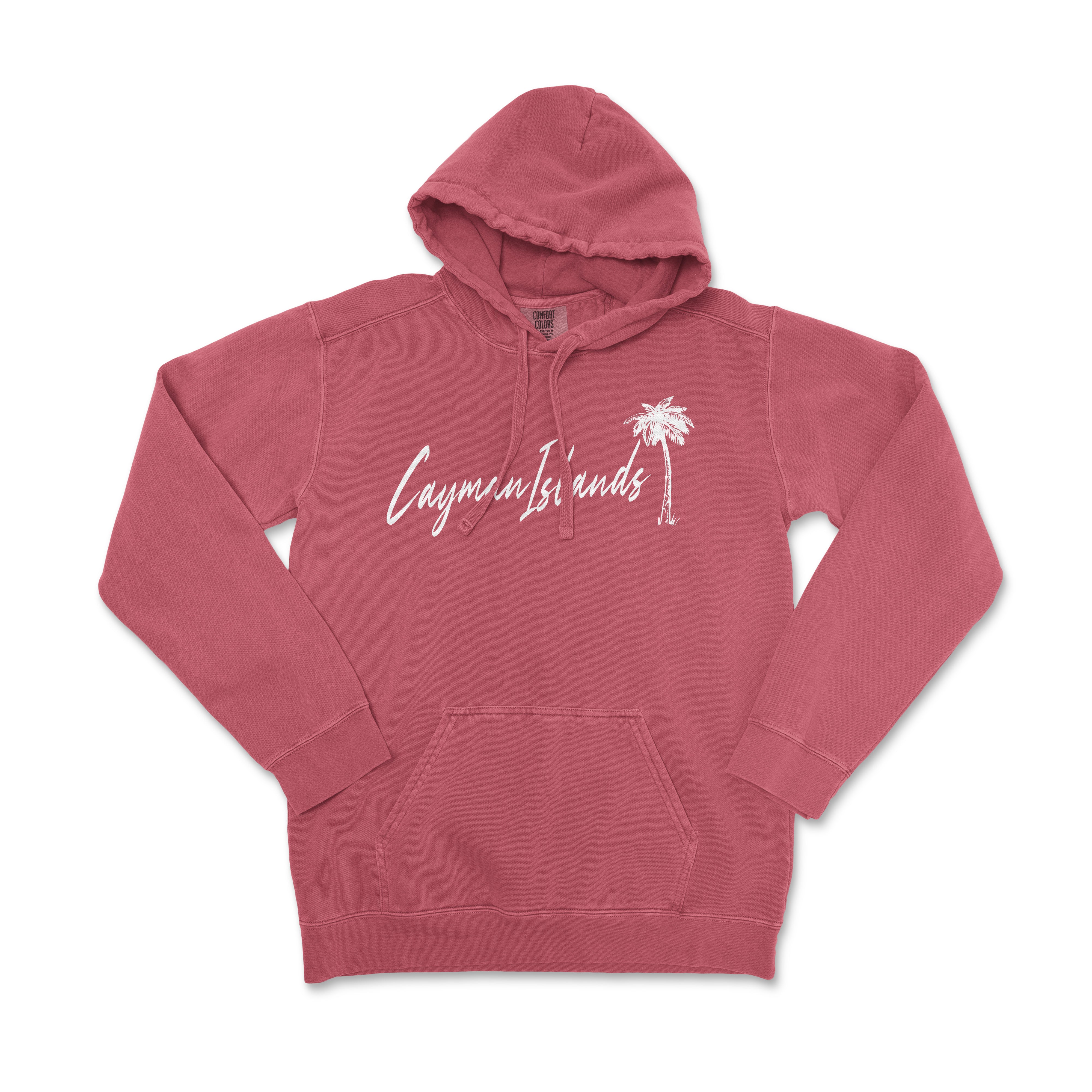 a pink sweatshirt with a palm tree on it