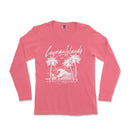 a women's long sleeve shirt with a graphic of a surfboarder riding