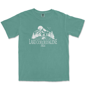 a lake coeur d'alene t - shirt with the words lake coe
