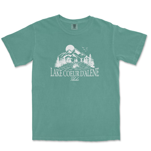 a lake coeur d'alene t - shirt with the words lake coe