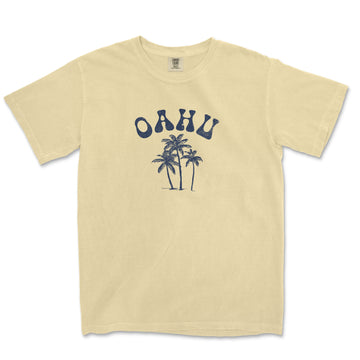 a t - shirt with a palm tree and the word ohu on it