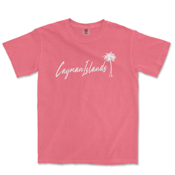 a pink t - shirt with a palm tree and the word cayena island