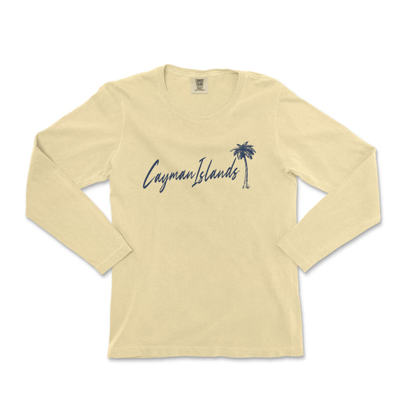 a women's long - sleeved shirt with a palm tree and the word