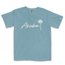 a blue t - shirt with the word aruba written in white