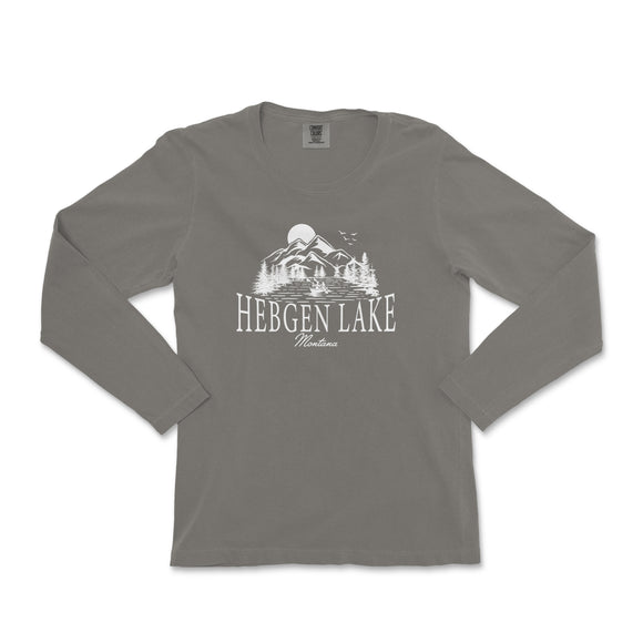 a gray long sleeve shirt with the words, oregon lake on it