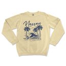 a sweatshirt with a picture of a wave and palm trees