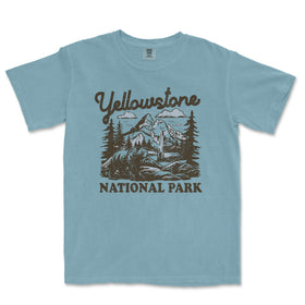 a light blue yellowstone national park t - shirt