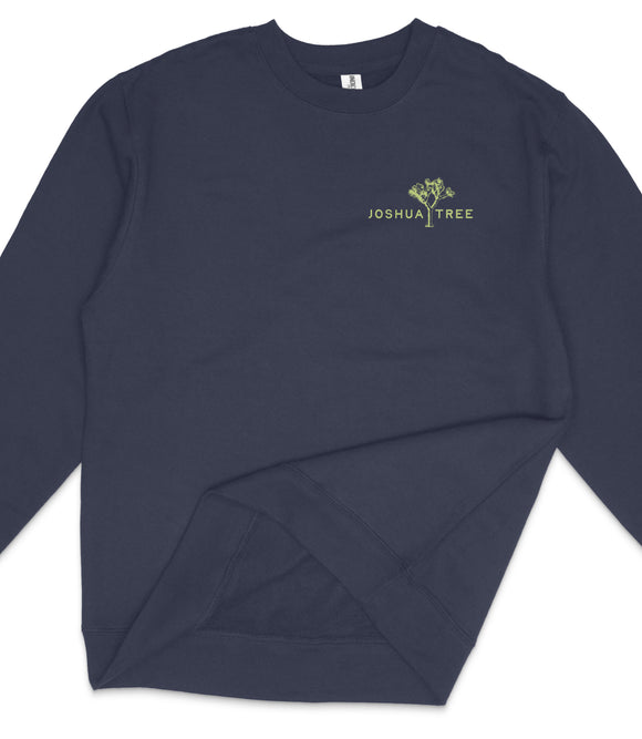 A navy blue long-sleeved shirt with a small logo on the left side.