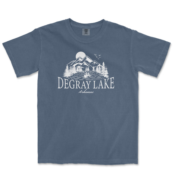 a blue t - shirt with the words decay lake on it