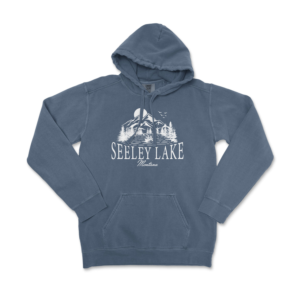 a hooded sweatshirt with the words seeley lake on it