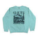 a blue sweatshirt with the words glacier national park printed on it