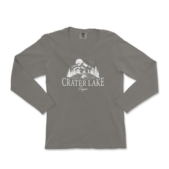 a long sleeve shirt with the crater lake logo on it