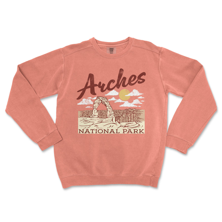 Arches National Park Comfort Colors Crewneck Sweatshirt Distressed Design