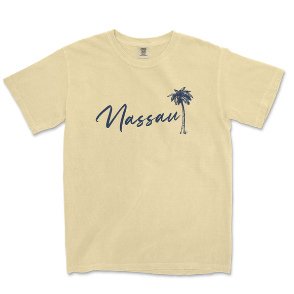 a yellow t - shirt with a palm tree on it