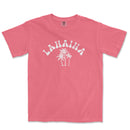 a pink t - shirt with a palm tree on the front