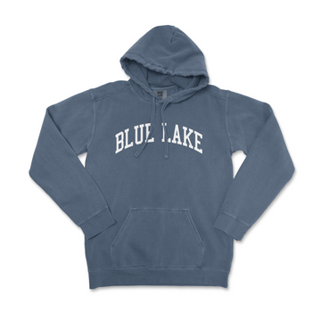 a blue sweatshirt with the words blue lake on it