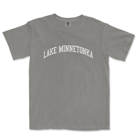 a gray lake minnetonka t - shirt with the word lake minnet