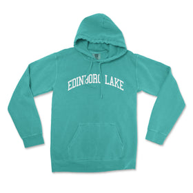 a teal hoodie with the words endicool lake on it