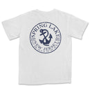 a white t - shirt with a blue anchor and the words spring lake on it