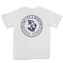 a white t - shirt with a blue anchor on it
